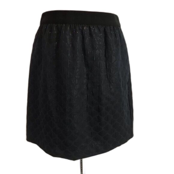 Loft Shiny Textured A-Line Skirt Women's Size 6 Navy Blue Metallic Side Pockets - Picture 3 of 12